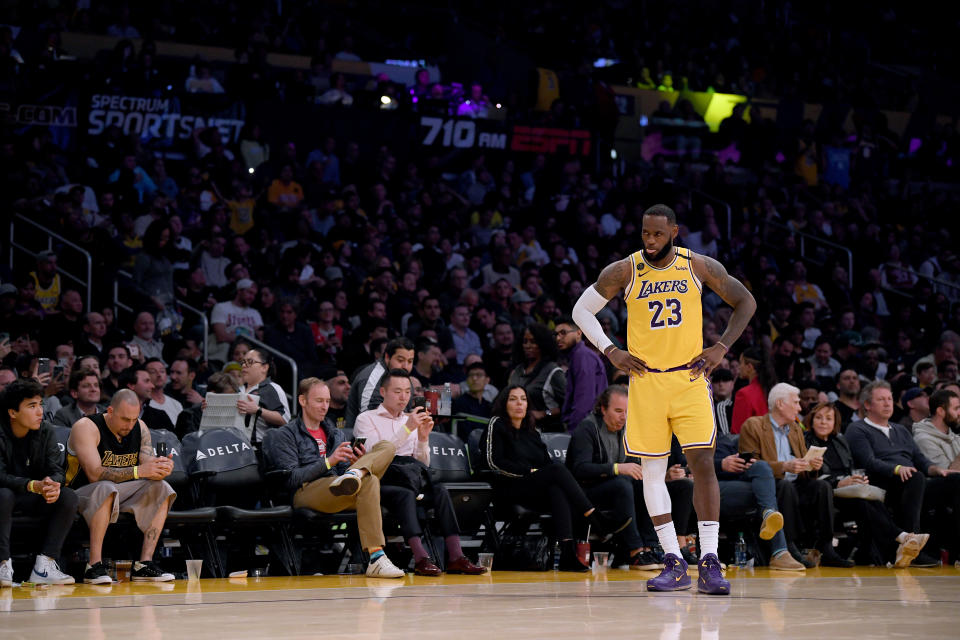 LeBron James says he and the Lakers are ready to resume play when given the OK. (Harry How/Getty Images)
