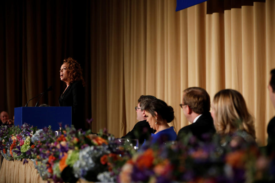 Comedian Michelle Wolf performs at the White House Correspondents’ Association dinner on April 28. (Photo: Aaron P. Bernstein/Reuters)