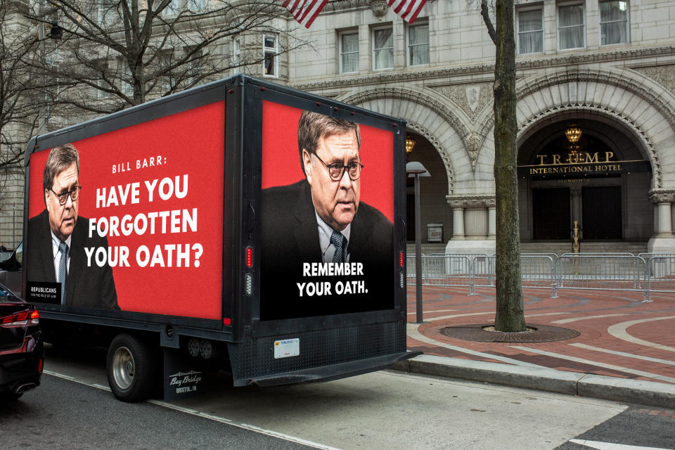 Republicans for the Rule of Law shared this mocked-up version the truck with HuffPost. (Photo: Republicans for the Rule of Law)