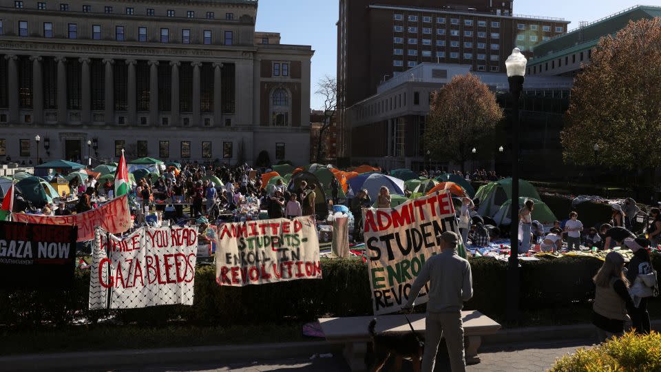 Demonstrators are calling for universities to divest from companies they say profit from Israel's war with Gaza. - Caitlin Ochs/Reuters