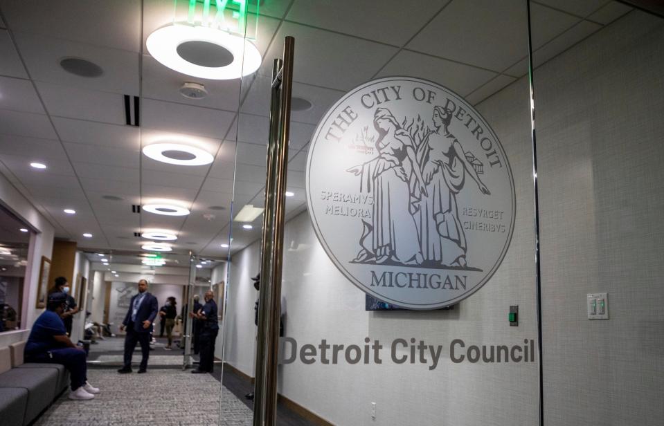 Detroit City Council Member Coleman A. Young II walks out of council chambers inside the Coleman A. Young Municipal Center in Detroit on Tuesday, Sept. 20, 2022. The council on Sept. 20 and again on Sept. 27 postponed votes to expand the controversial ShotSpotter technology to new parts of the city.