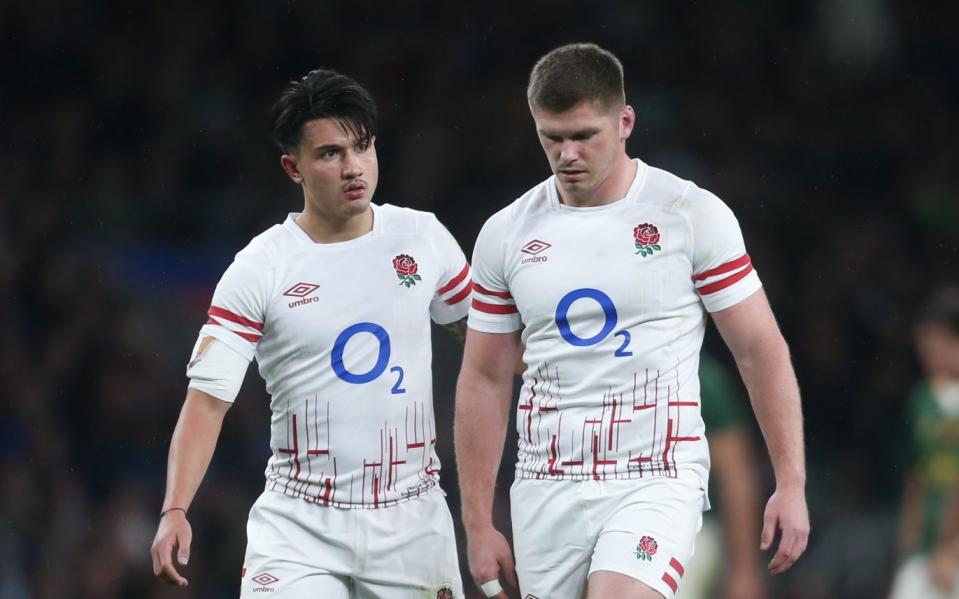 Marcus Smith and Owen Farrell/World Rugby ask RugbyPass to delete image of Marcus Smith and Owen Farrell in nooses - GETTY IMAGES/ROB NEWELL