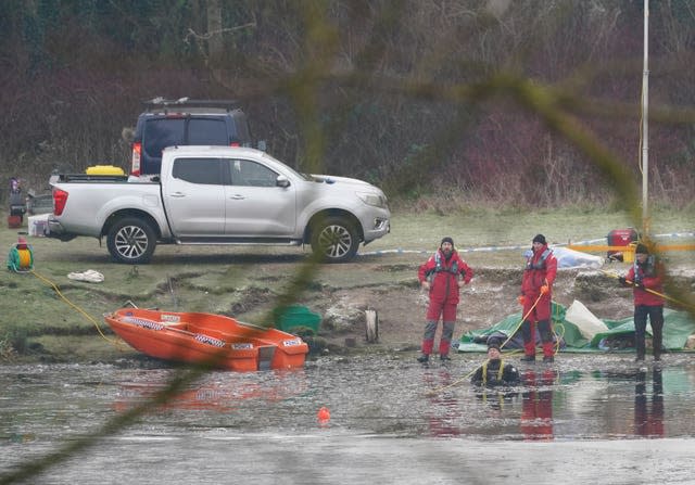 Police on the lake at Babbs Mill Park in Kingshurst after the tragedy last December