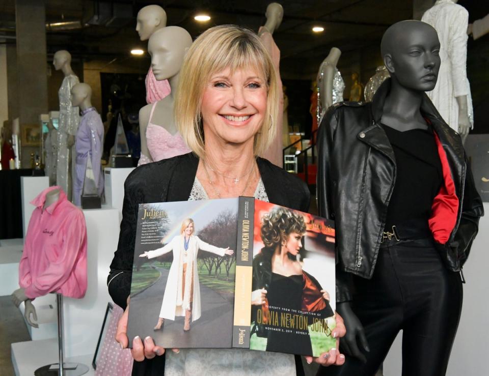 Olivia Newton-John auctions off her iconic ‘bad Sandy’ outfit (Getty Images)