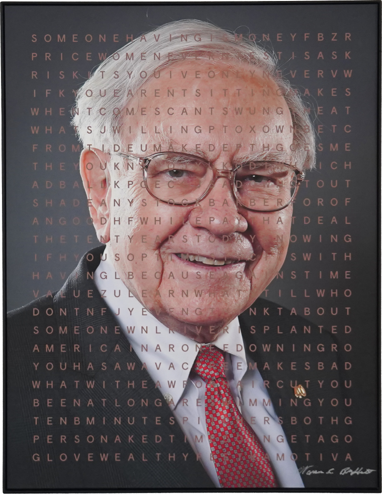 The digital art of Warren Buffett being auctioned off for charity. (Source: Motiva)