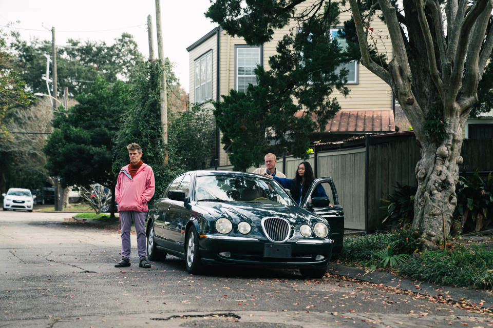 (From L-R): Willem Dafoe, Jesse Plemmons and Hong Chau in KINDS OF KINDNESS. Photo by Atsushi Nishijima. Courtesy of Searchlight Pictures. © 2024 Searchlight Pictures All Rights Reserved.