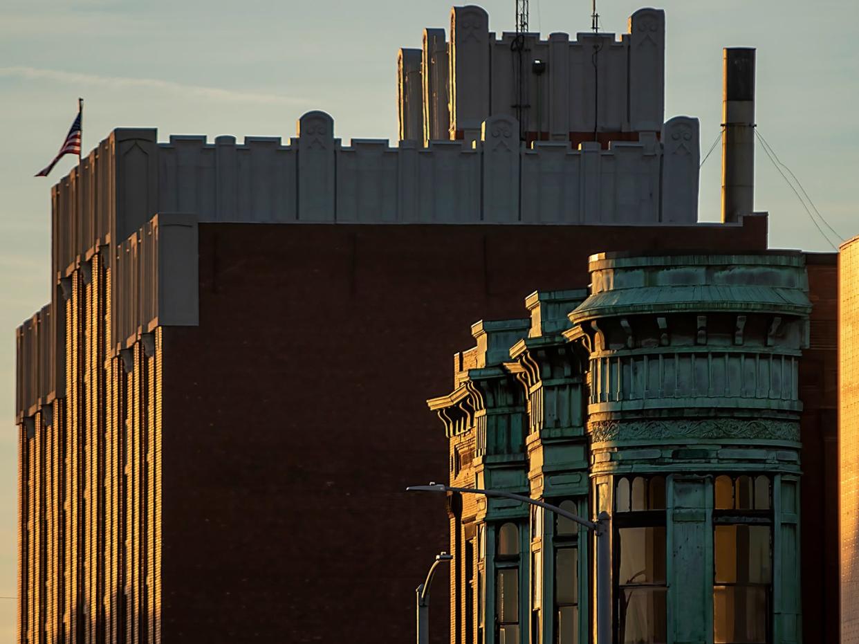 The sun sets on downtown Galesburg