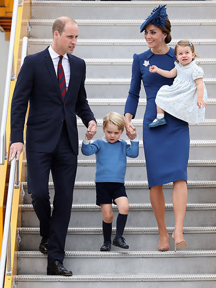 Prince William, Princess Kate, Prince George and Princess Charlotte arrive at the Victoria Airport.