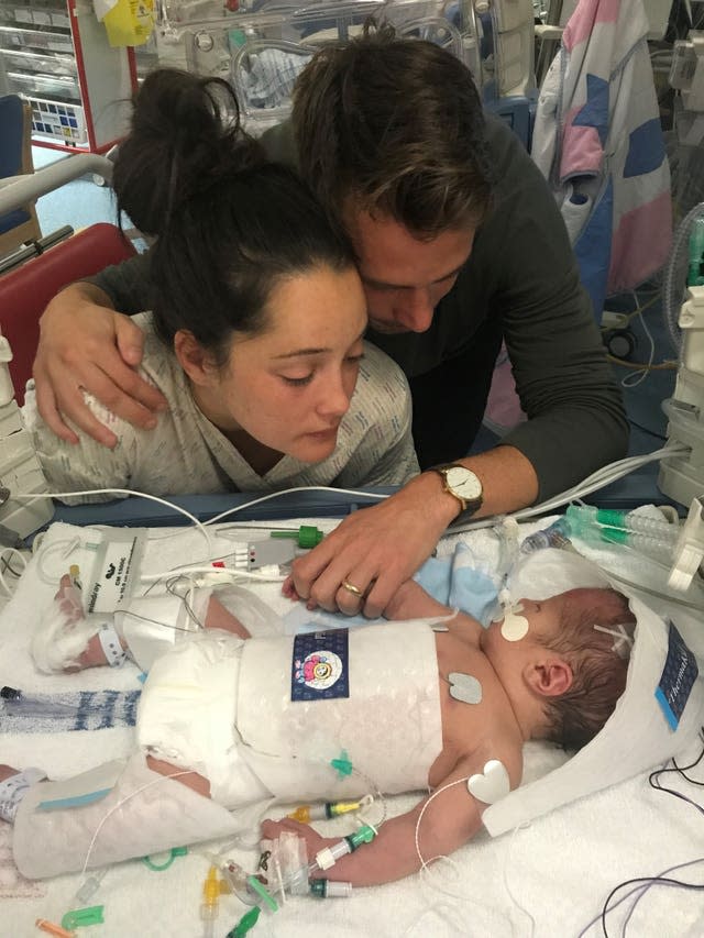 Sarah and Tom Richford with their son Harry, who died seven days after he was born in November 2017 at the Queen Elizabeth the Queen Mother (QEQM) Hospital in Margate, Kent