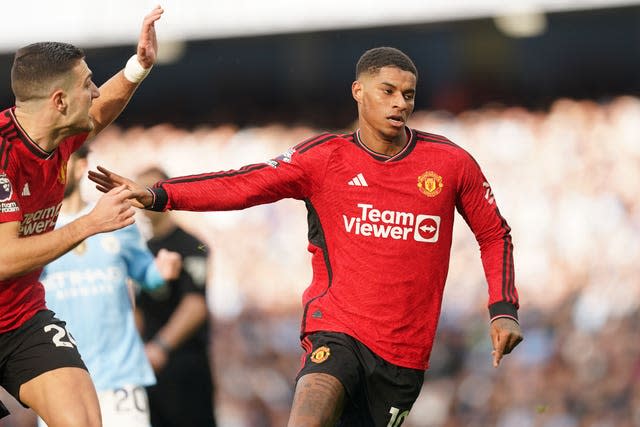 Marcus Rashford's stunning strike gave Manchester United an early derby lead...