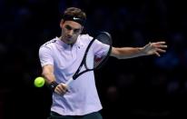 Tennis - ATP World Tour Finals - The O2 Arena, London, Britain - November 18, 2017 Switzerland's Roger Federer in action during his semi final match against Belgium's David Goffin Action Images via Reuters/Tony O'Brien