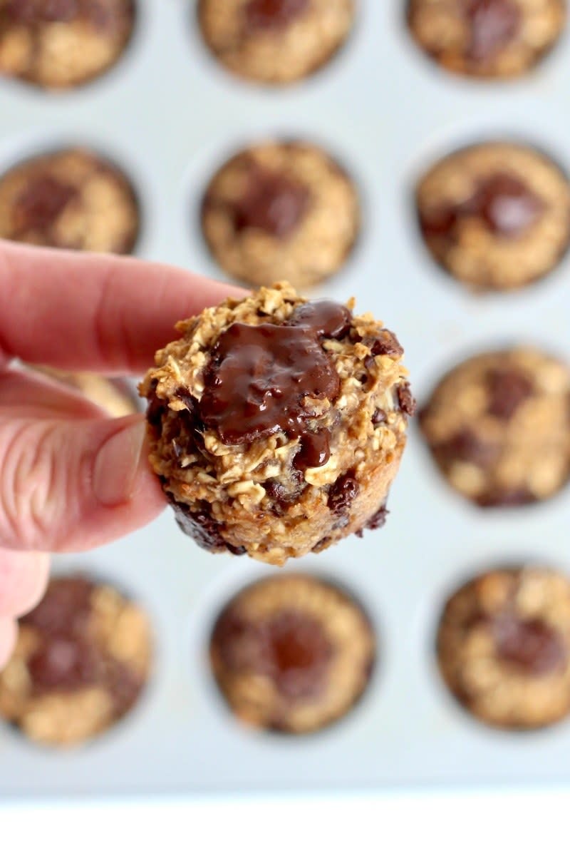 A banana bread chocolate chip oat muffin.