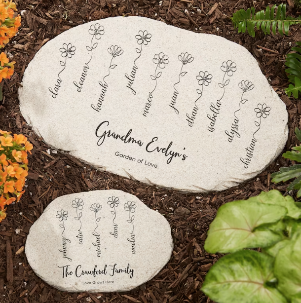 6) Garden Of Love Personalized Round Garden Stone