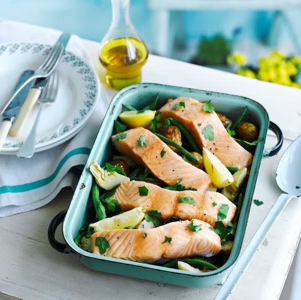 salmon recipes salmon tray bake