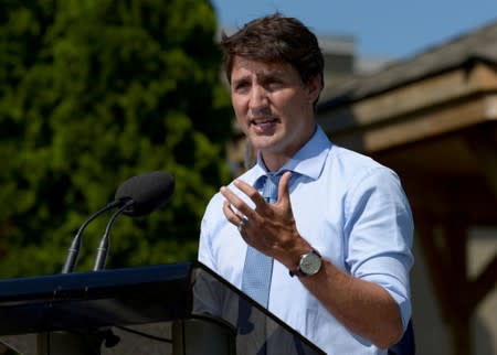 FILE PHOTO: Canada's Prime Minister Justin Trudeau speaks at the Niagara-on-the Lake Community Centre in Niagara-on-the-Lake Ontario