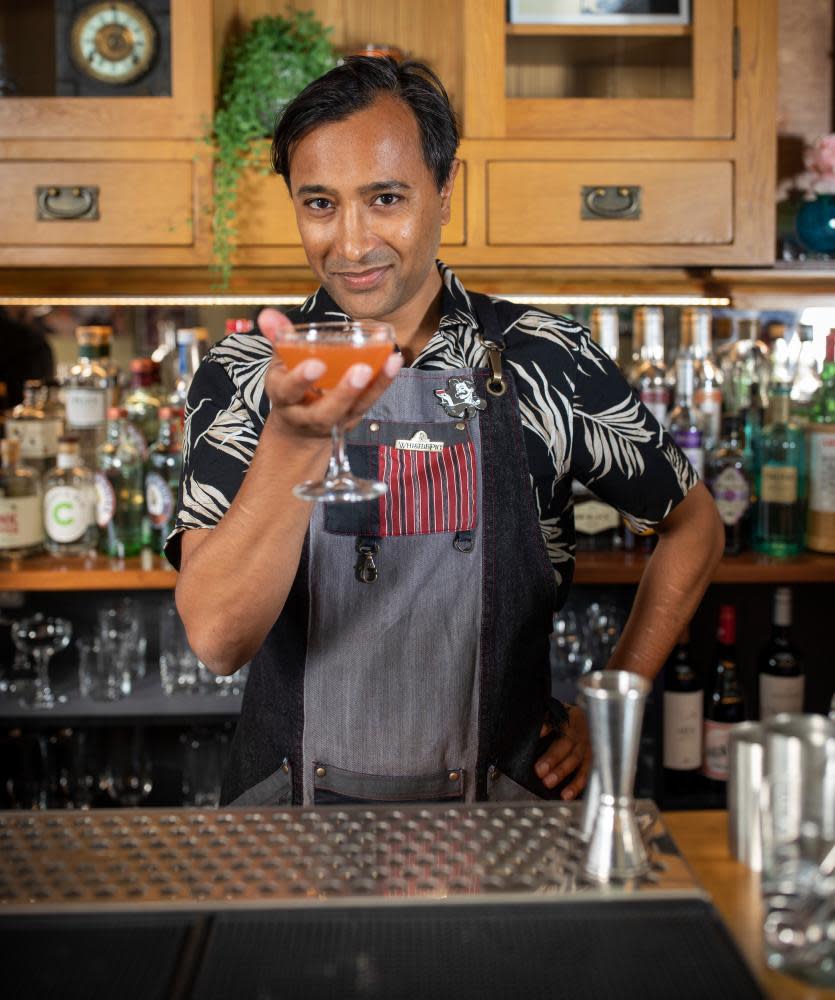 Rhik Samadder makes a mezcal cocktail called Naked and Famous at the Duchess of Dalston.