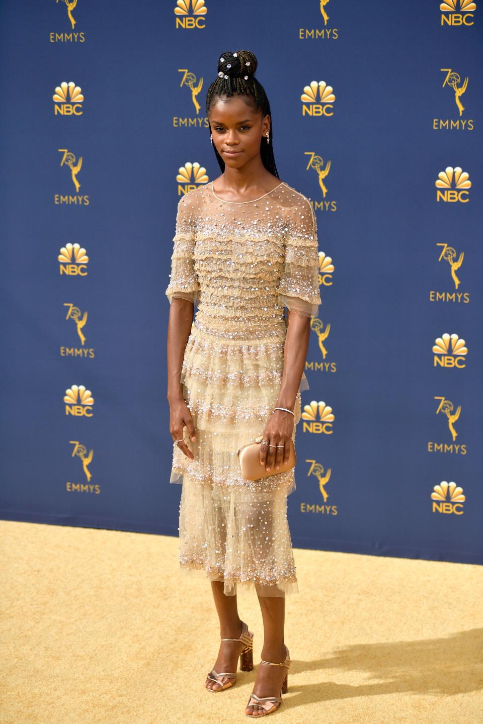 Letitia Wright in Pamella Roland