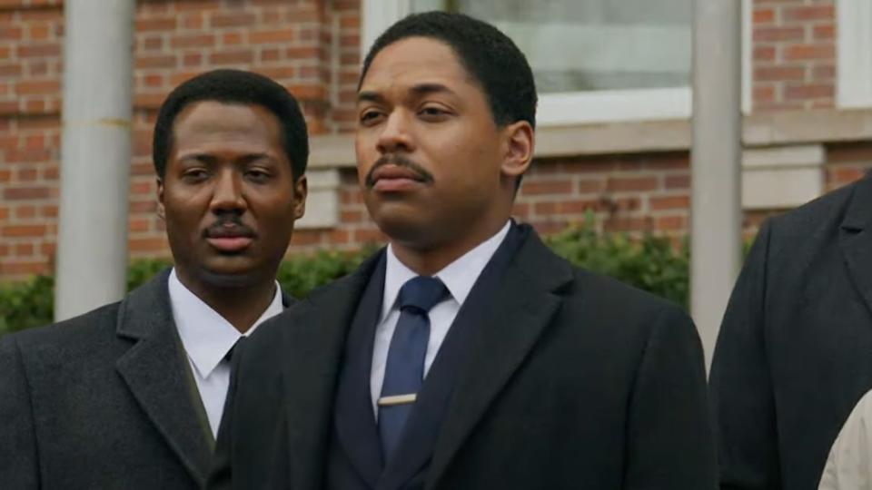 Kelvin Harrison Jr. as Dr. Martin Luther King Jr. in a suit in Genius: MLK/K