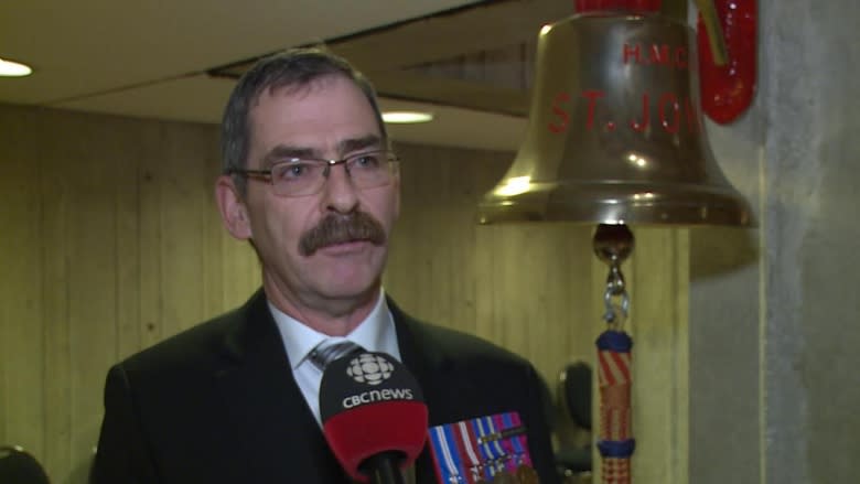 Bell from HMCS St. John's ringing in city council chambers