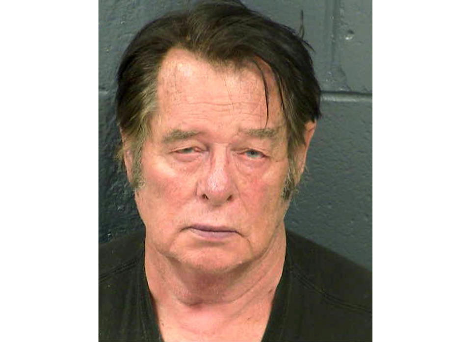 This April 20, 2019 booking photo from the Dona Ana County Sheriff's Office shows Larry Hopkins. Authorities say that Hopkins, 69, the leader of a group that has detained asylum-speaking migrants along the U.S.-Mexico border, was injured while he was jailed in Las Cruces, N.M., after being arrested on federal weapons charges. The Dona Ana County Sheriff's Office said Wednesday, April 24, 2019 in a statement that Hopkins was transferred Tuesday out of the county jail after suffering non-life threatening injuries Monday night. (Dona Ana County Sheriff's Office via AP)