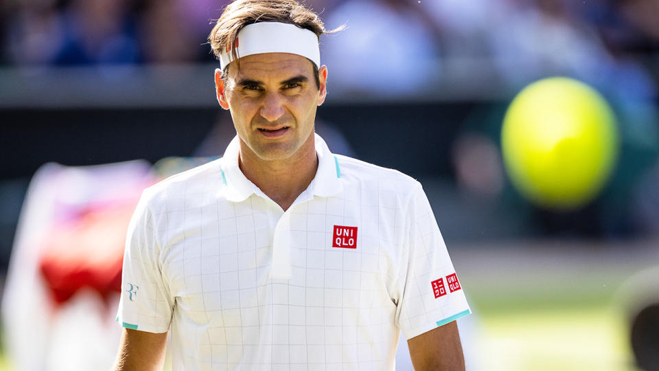 Roger Federer, pictured here in action at Wimbledon in July.