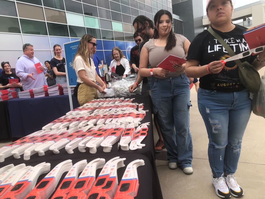 Total eclipse watch party in Austin, Texas, at the Long Center on April 8, 2024. (KXAN Photo/Ed Zavala)