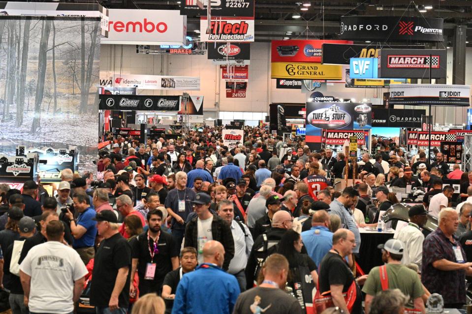 The packed show floor at SEMA 2023. <em>SEMA</em>