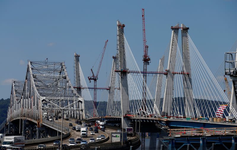 The new Governor Mario M. Cuomo Bridge that is to replace the current Tappan Zee Bridge over the Hudson River is seen in Tarrytown