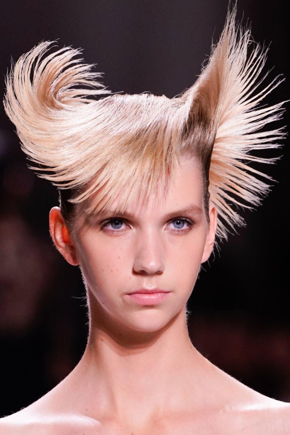 <p>Ride the scary wave with Givenchy's extreme sculptural take on Ace Ventura's signature 'do.</p>