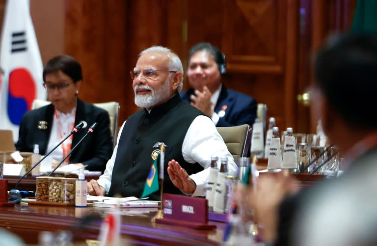 Indian Prime Minister Narendra Modi attends a session of the G20 summit in New Delhi (EVELYN HOCKSTEIN)