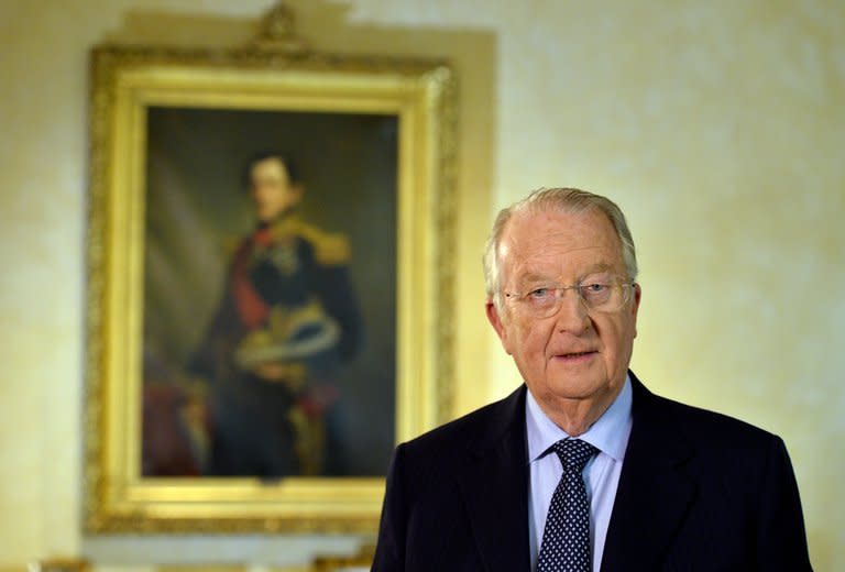 King Albert II of Belgium delivers a speech at the royal palace in Brussels on July 3, 2013 to announced his plan to abdicate in favour of his son Philippe