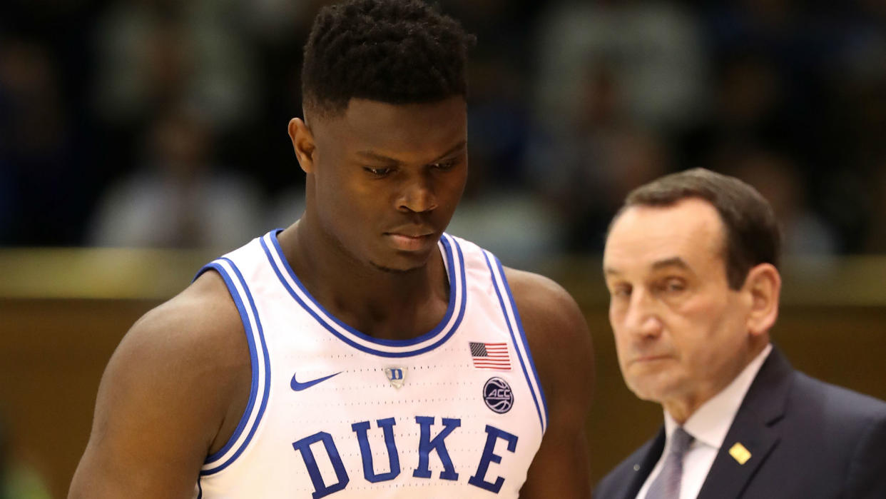 Duke coach Mike Krzyzewski had plenty to say Saturday about the reaction to Zion Williamson’s injury against North Carolina. (AP)