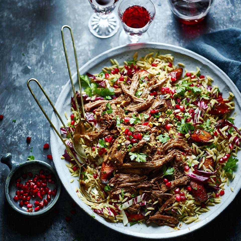 slow cooked beef brisket with orzo