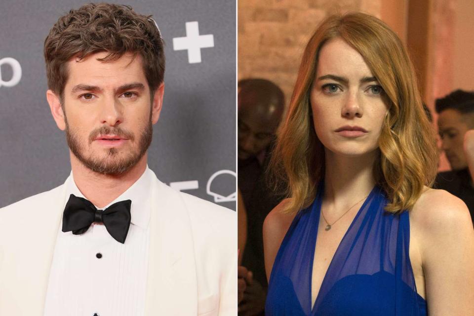 <p>JB Lacroix/WireImage, Everett </p> Andrew Garfield and Emma Stone