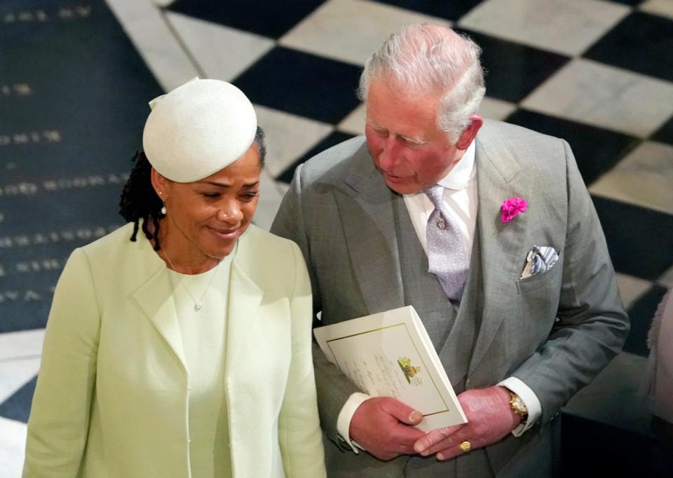 Prince Charles and Doria Ragland were seen chatting at the Harry and Meghan’s wedding (AP)