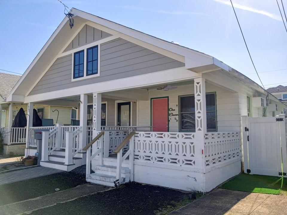 The right side of this Belmar duplex is called The Pink Cabana, and is a half block from the beach.