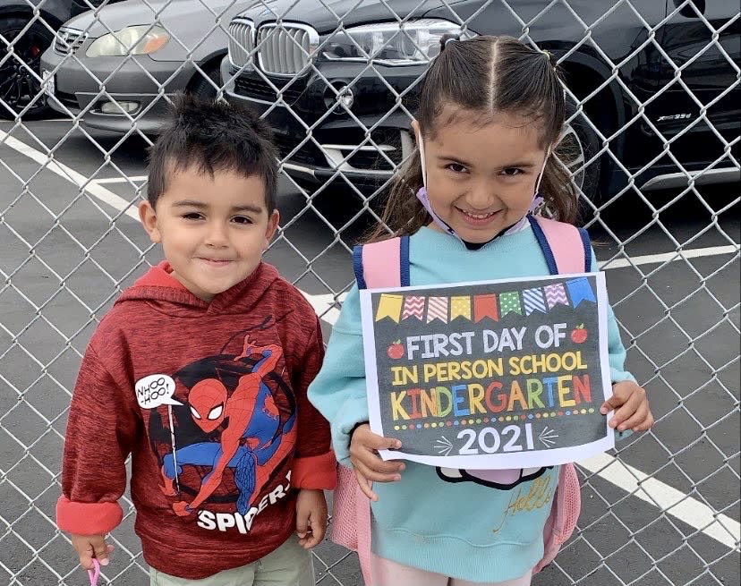 Three-year-old Roberto Galindo didn’t attend preschool this year. His 6-year-old sister Alyssa attended virtual kindergarten and just recently returned to the classroom. (Michelle Galindo)