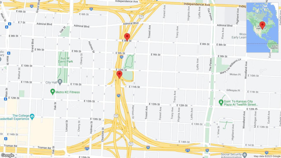 A detailed map that shows the affected road due to 'Reports of a crash on northbound I-70' on December 15th at 4:27 p.m.