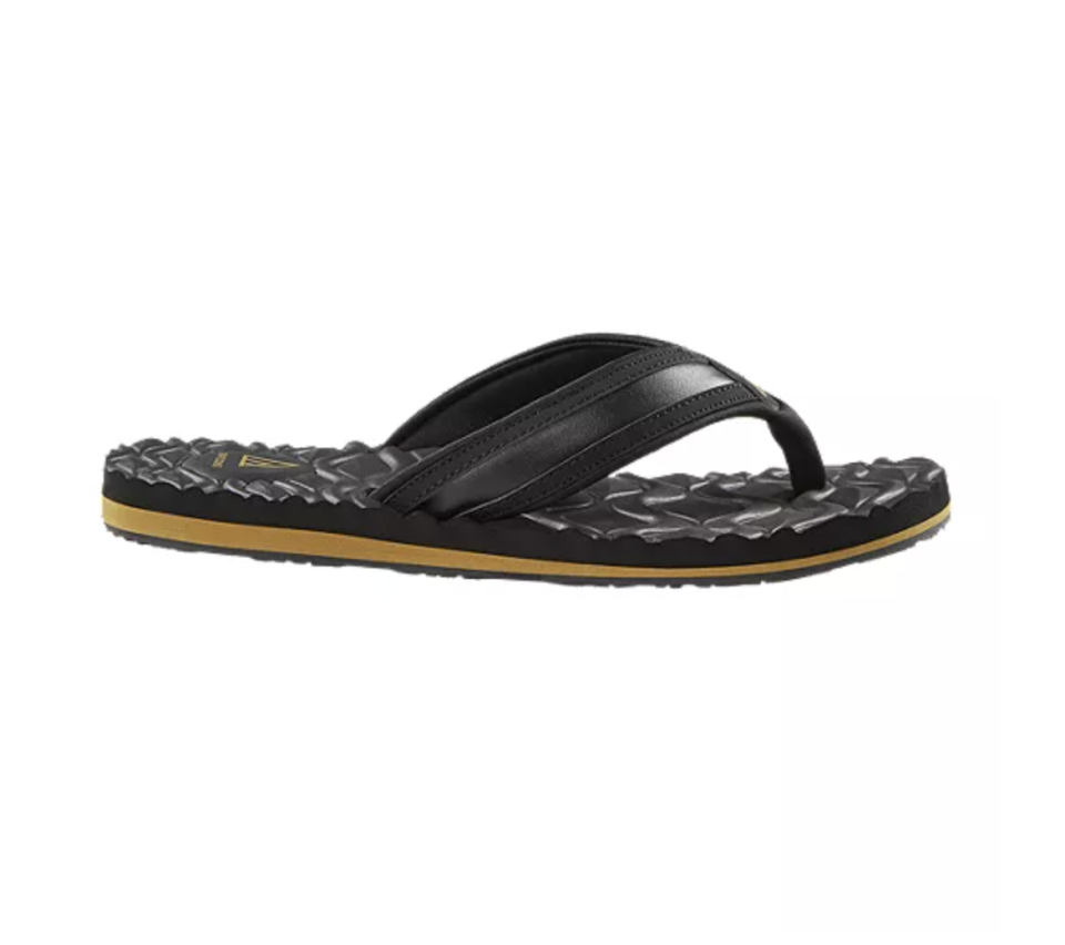 Ripzone Men's Cushy Sandals in Black/Gold (Photo via Sport Chek)