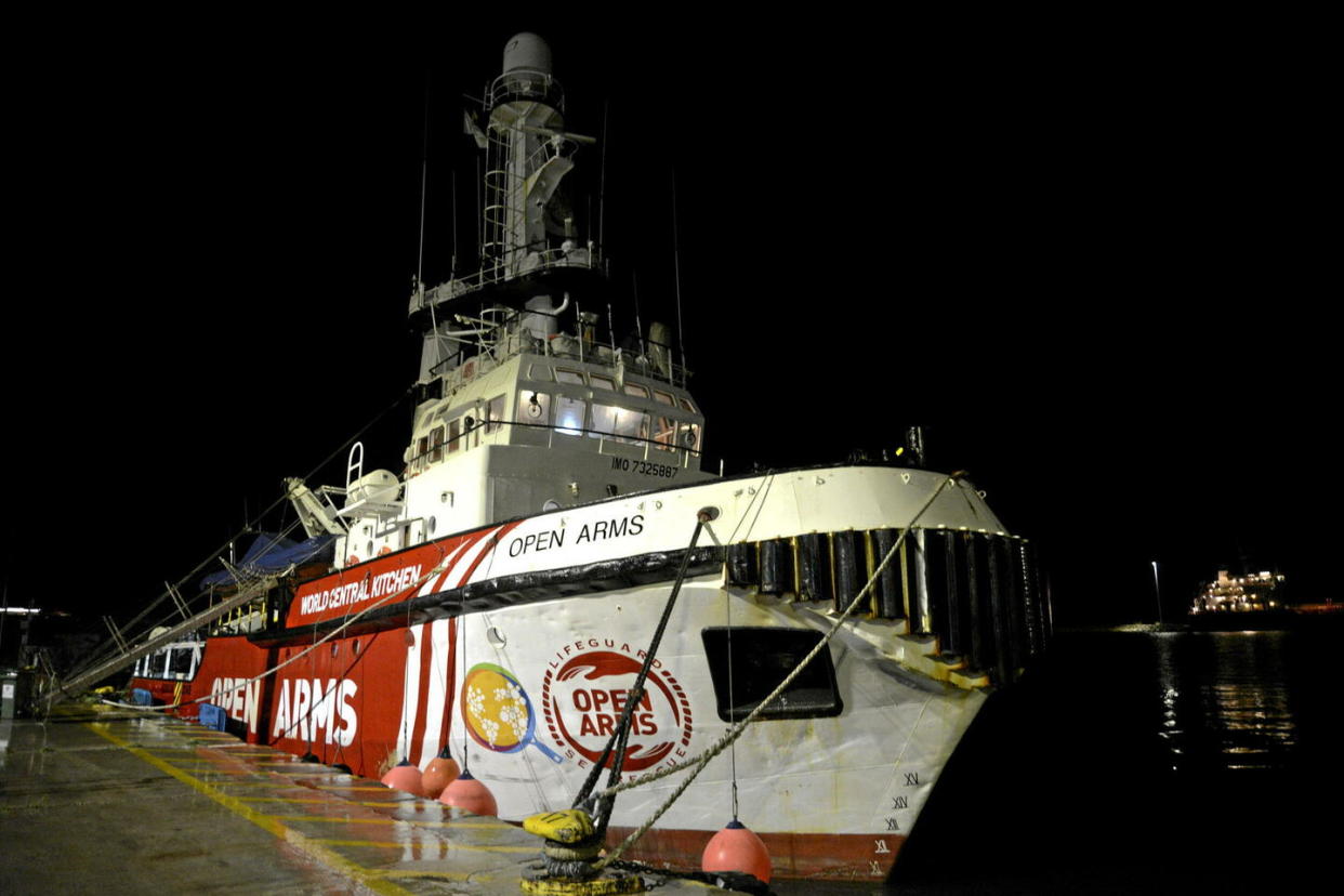 Le navire espagnol Open Arms, chargé d'aide humanitaire, est sur le point de prendre le large depuis Chypre en direction du territoire palestinien touché par la famine.   - Credit:Marcos Andronicou/AP/SIPA / SIPA / Marcos Andronicou/AP/SIPA
