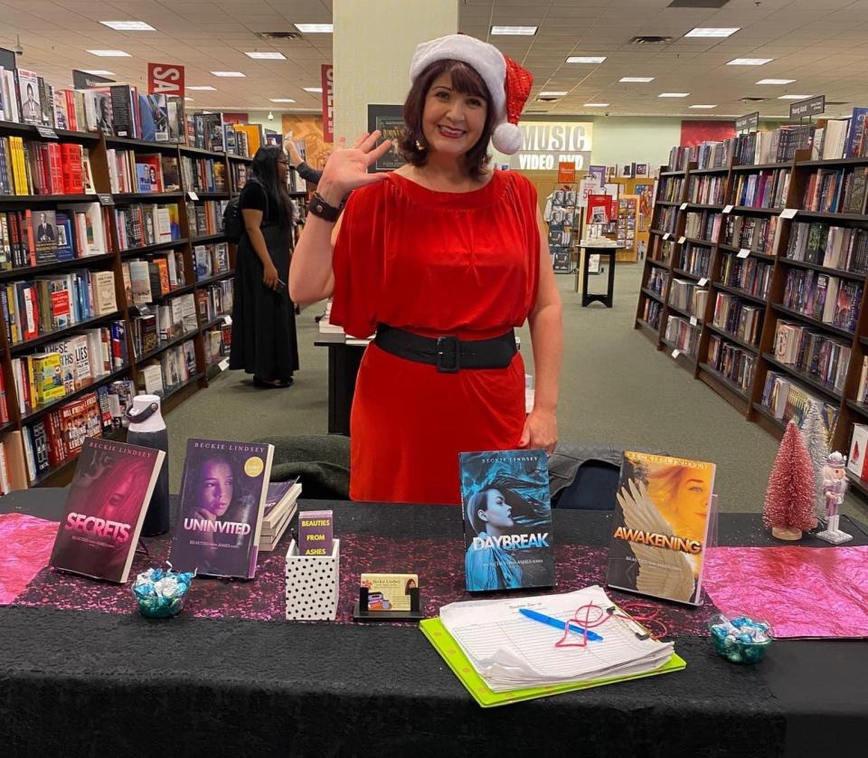 Local author Beckie Lindsey at one of her book signing events at the Victorville Barnes & Noble in December 2022.