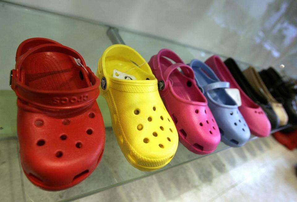 share a pair of crocs for healthcare workers