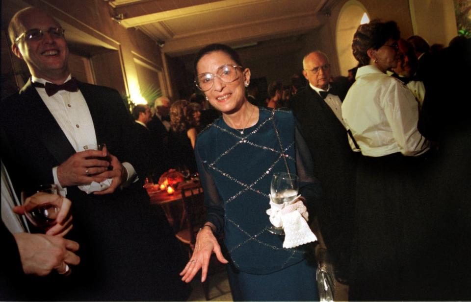 <div class="inline-image__caption"><p>U.S. Supreme Court Justice Ruth Bader Ginsburg attended a gala opening night dinner following a Washington Opera performance Oct 21, 2000 in Washington, D.C. A 2015 opera “Scalia/Ginsburg” memorialized her deep friendship with her fellow opera-loving justice, as well as their ideological sparring on the court.</p></div> <div class="inline-image__credit">Karin Cooper/Getty</div>