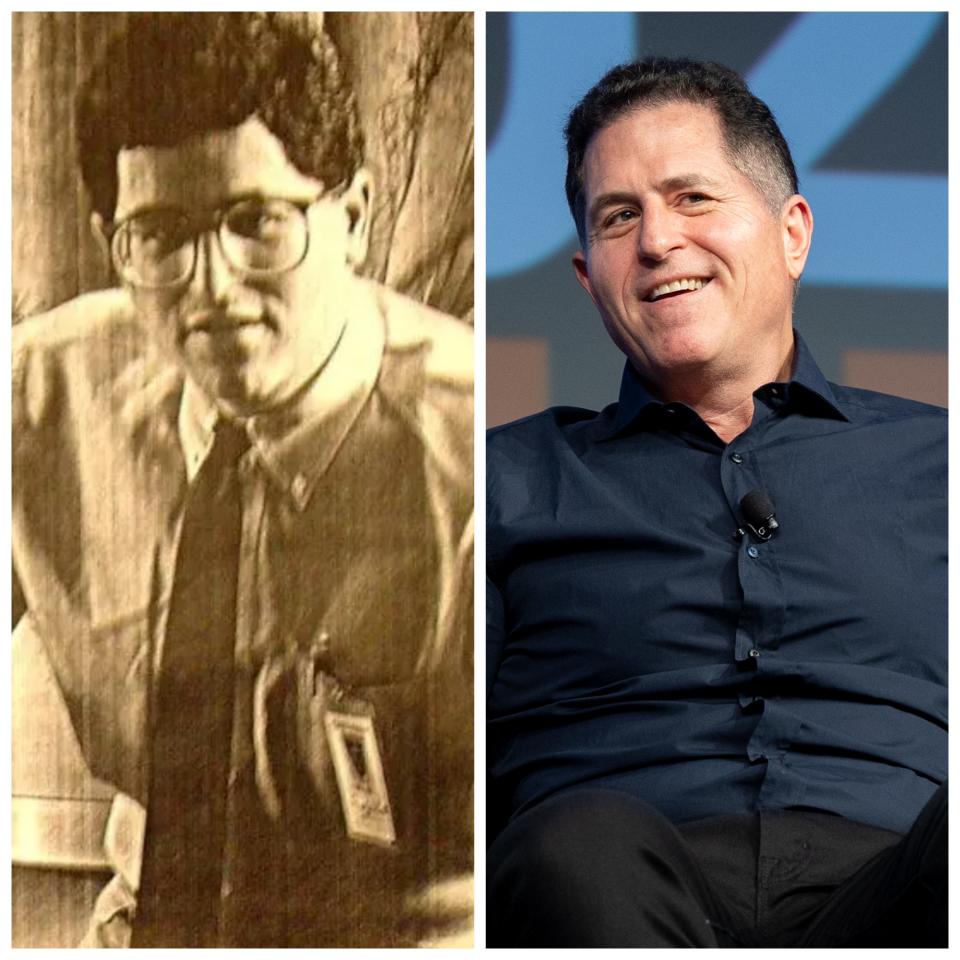 side-by-side image of Michael Dell in 1984 and 2024