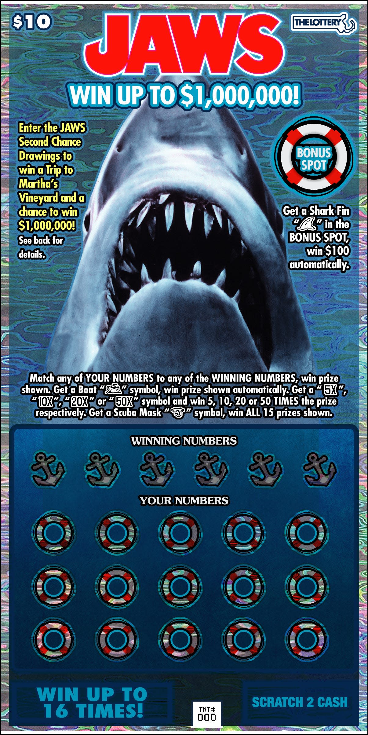 MassLottery has launched a new instant ticket with the theme of the 1975 summer blockbuster "Jaws."