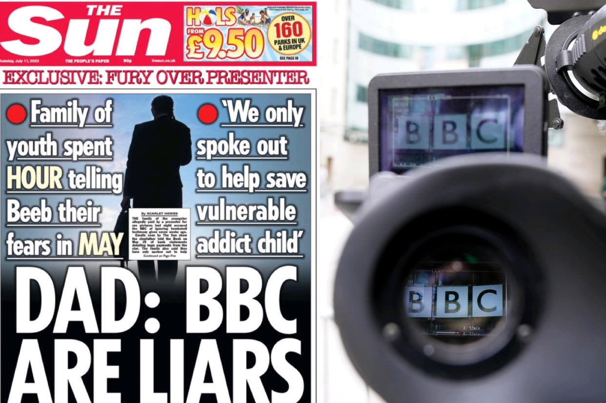 The Sun published a front page that described the BBC as ‘liars’. (Twitter/PA)