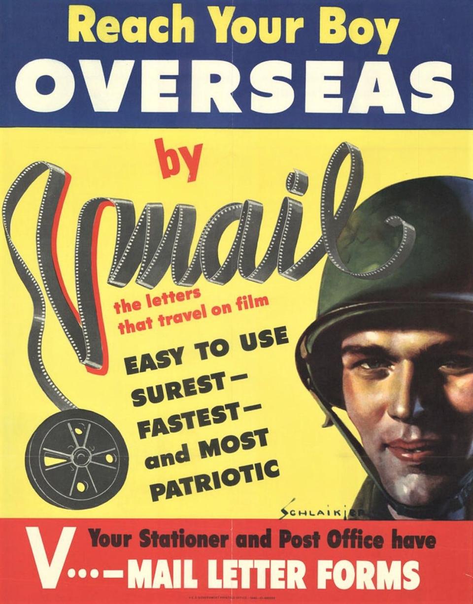 Poster encouraging the public to use V-Mail.