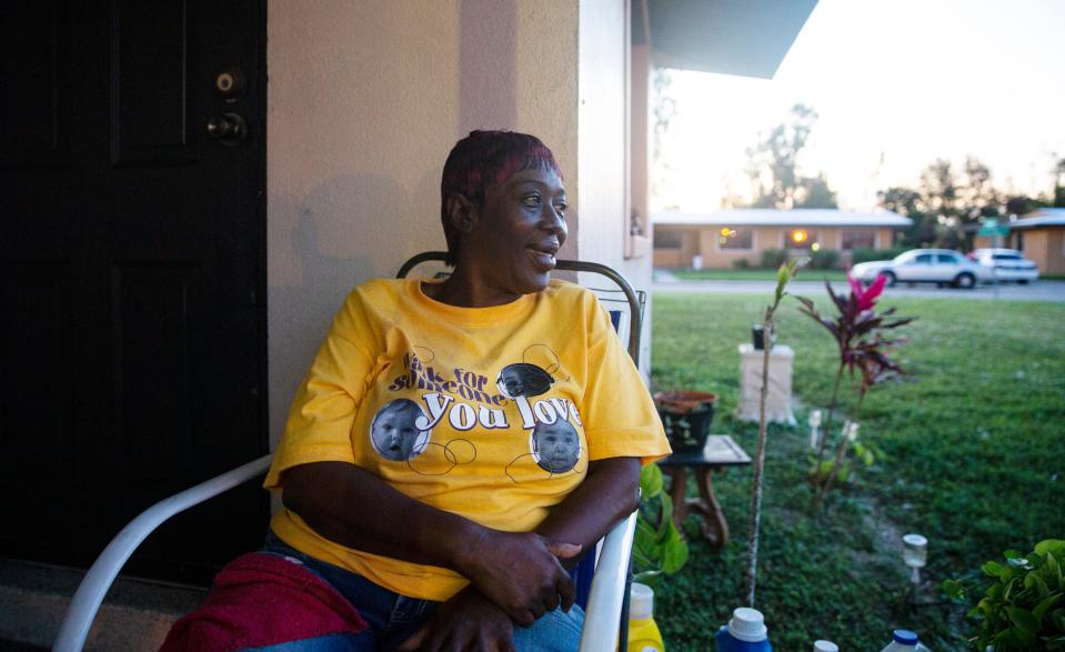 Liz Kelly, a resident of Southward Village in the Dunbar community, sits outside her home on Wednesday, Nov 30, 2022.