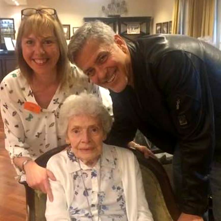 George Clooney visited a longtime fan in an assisted living home. (Photo: Facebook)
