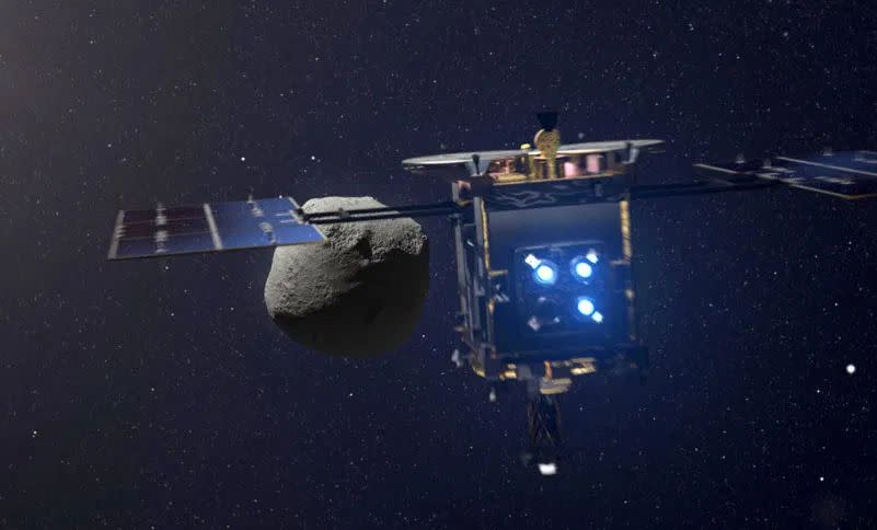 Infografía de la sonda japonesa Hayabusa 2 aproximándose al asteroide Ryugu | Imagen Jaxa